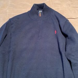 Men’s Blue Polo by Ralph Lauren Double Knit Quarter Zip Pullover